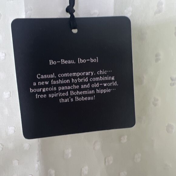 Bobeau Blouse Women Raised Polka Dot  Medium  Ivory Sheer Long Sleeve Crew Neck - Picture 5 of 11